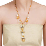 Dor Silver Gold Plated Citrine Pearl Tassel String Set