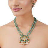 Gold Plated Poorak Green Onyx Heritage Necklace Set