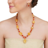 Dor Gold Plated Amber Carnelian Strand Set