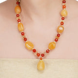 Dor Gold Plated Amber Carnelian Strand Set
