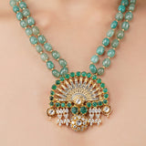 Gold Plated Poorak Green Onyx Heritage Necklace Set