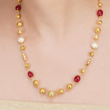 Dor Gold Plated Ruby Jade  String Set