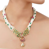 Gold Plated Poorak Ruby Onyx Necklace Set