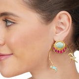 Anokhi  Kundan Tota Enamel Hoop Earrings
