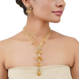 Gold Plated Poorak Kundan Citrine Heritage Necklace Set