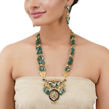 Gold Plated Poorak Kundan Enamel Necklace Set