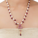 Gold Plated Poorak Ruby Pearl Necklace Set