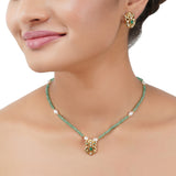 Gold Plated Poorak Green Necklace Set