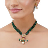 Gold Plated Poorak Flower Zircon Necklace Set
