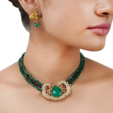 Gold Plated Poorak Green Onyx  Necklace Set