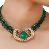 Gold Plated Poorak Green Onyx  Necklace Set
