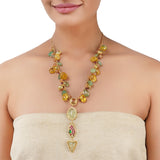 Gold Plated Ratnahaar Kundan Topaz Fluorite Tumble Necklace