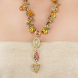 Gold Plated Ratnahaar Kundan Topaz Fluorite Tumble Necklace