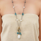 Gold Plated Ratnahaar Kundan Mother of Pearl Necklace
