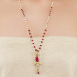 Gold Plated Ratnahaar Ruby Zircon Necklace