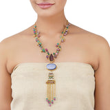 Gold Plated Ratnahaar Kundan Lapiz Necklace