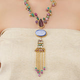 Gold Plated Ratnahaar Kundan Lapiz Necklace
