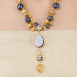 Gold Plated Ratnahaar Kundan Lapiz Carved Citrine Necklace