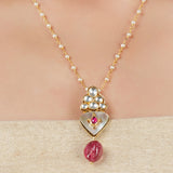 Gold Plated Ratnahaar Kundan Mother of Pearl Necklace