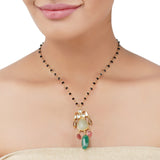 Gold Plated Ratnahaar Carved Fluorite Necklace