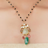 Gold Plated Ratnahaar Carved Fluorite Necklace