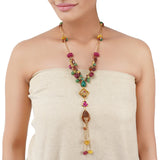 Gold Plated Ratnahaar Carved Carnelian Necklace