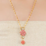 Gold Plated Ratnahaar Carved Coral Rose Necklace
