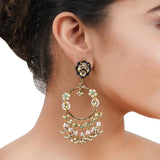 Gold Plated Bala Kundan Hoop Earrings