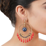 Gold Plated Bala Lapiz Coral Hoop Earrings