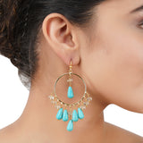 Gold Plated Bala Turquoise Hoop Earrings
