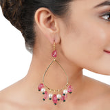 Gold Plated Bala Tourmaline Pearl Hoop Earrings