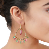 Gold Plated Bala Tourmaline Fluorite Hoop Earrings