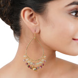 Gold Plated Bala Tourmaline Jade Hoop Earrings
