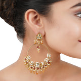 Gold Plated Bala Kundan Carnelian Hoop Earrings