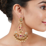 Gold Plated Bala Kundan Hoop Earrings