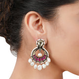 Silver Plated Bala Kundan Pearl Earrings