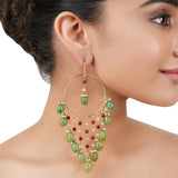 Gold Plated Bala Onyx Jade Hoop Earrings