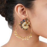 Gold Plated Bala Peacock Tourmaline Hoop Earrings