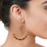 Gold Plated Bala Carnelian Hoop Earrings