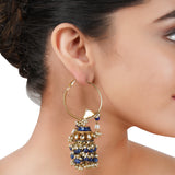 Gold Plated Bala Kundan Iolite Jhumki Hoop Earrings