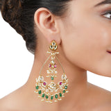 Gold Plated Bala Kundan Hoop Earrings