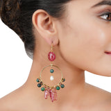 Gold Plated Tourmaline Hoop Earrings