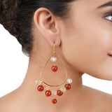 Gold Plated Carnelian Quartz Hoop Earrings