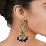 Gold Plated Kundan Iolite Hoop Earrings
