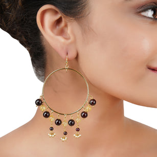 Gold Plated Garnet Hoop Earrings