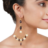 Gold Plated Garnet Pearl Hoop Earrings
