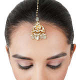Gold Plated Kundan Fluorite Tika