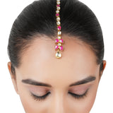 Gold Plated Kundan Red White Tika
