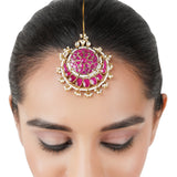 Gold Plated Red Kundan Tikka