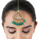 Gold Plated Kundan Peacock Tika